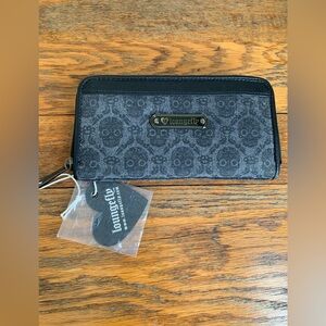 Loungefly Black Skulls Wallet Leather Canvas NWT Zip Around

8”x4”